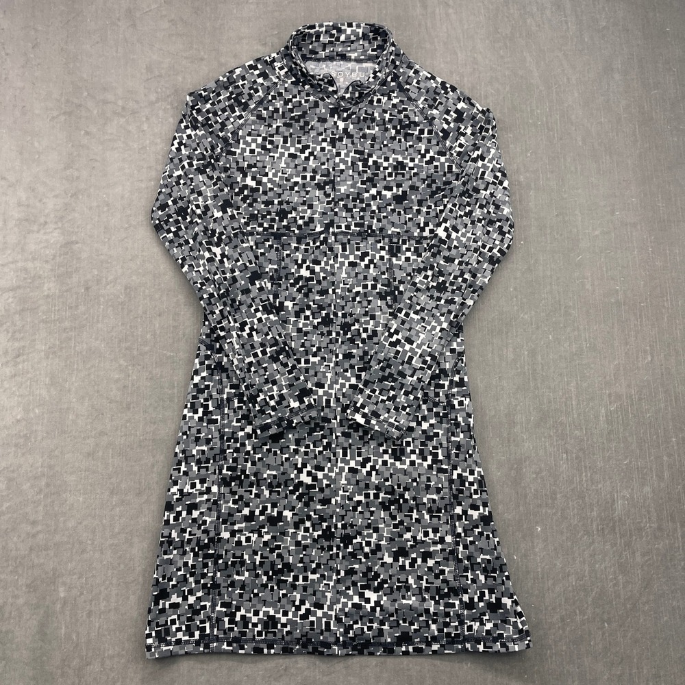 Soybu Womens Small Camo Grey Long Sleeve‎ Quarter Zip Athletic Dress Pixel